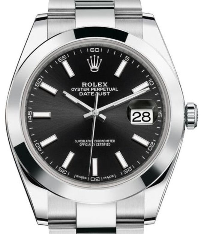 Rolex 126300 Black Datejust 41 Steel Smooth Bezel Oyster