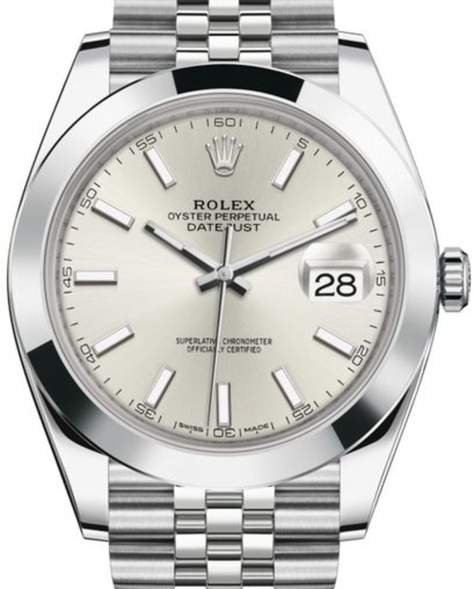 Rolex 126300 Silver Datejust 41 Steel Smooth Bezel Jubilee