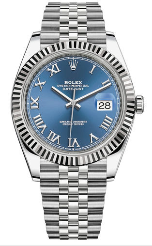 rolex datejust 41 roman numerals blue