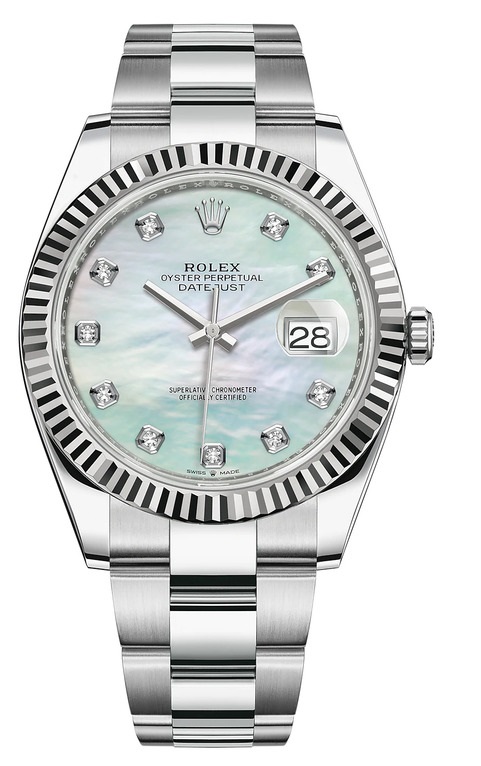 126334 White mother-of-pearl set with diamonds Rolex 41 White Rolesor Oyster Bracelet Datejust