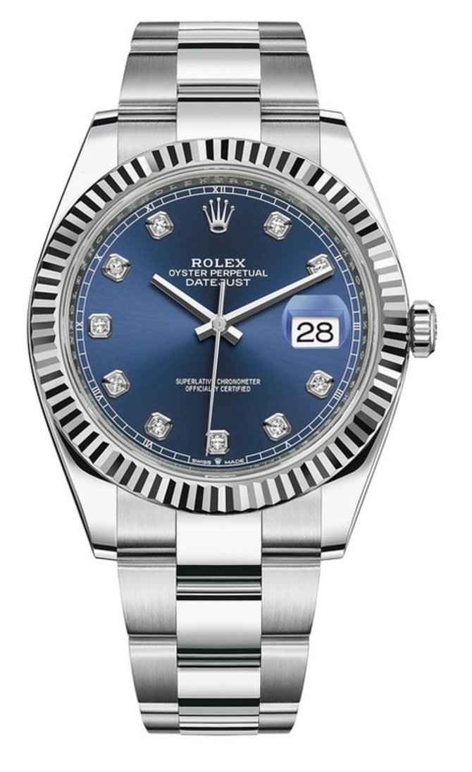 Rolex 126334 Blue set with diamonds Datejust 41 White Rolesor Oyster