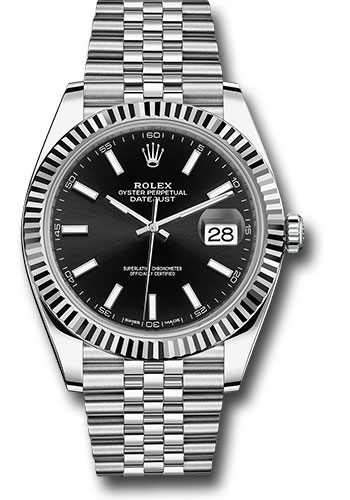 126334 Black Index Rolex 41 White Rolesor Jubilee Datejust