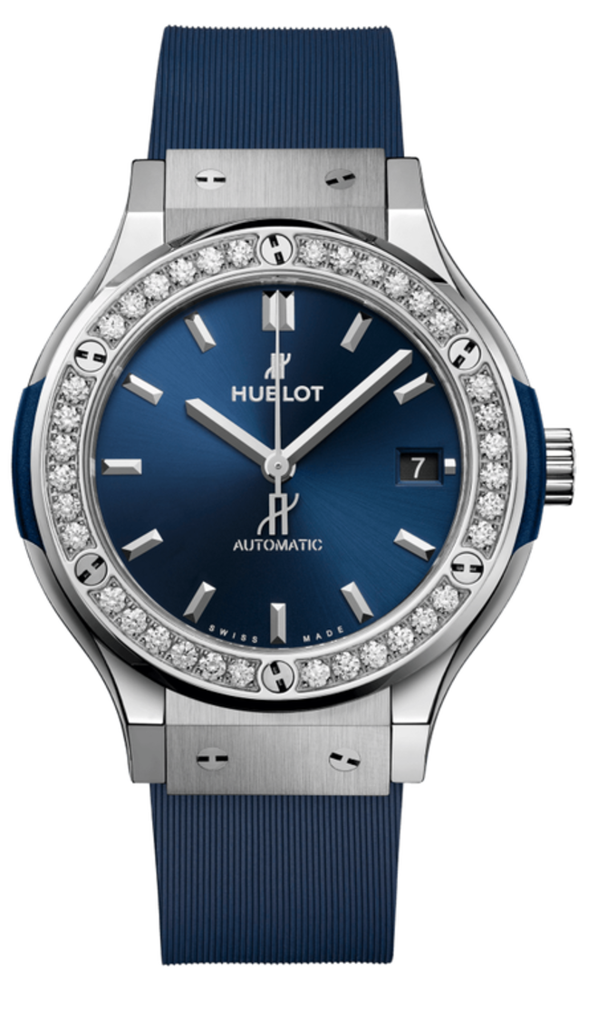 Hublot 565.NX.7170.RX.1204 Classic Fusion Titanium Blue Diamonds