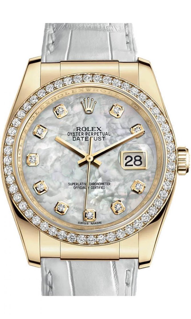 Rolex 116188 mother of pearl Datejust Ladies Yellow Gold - Diamond Bezel