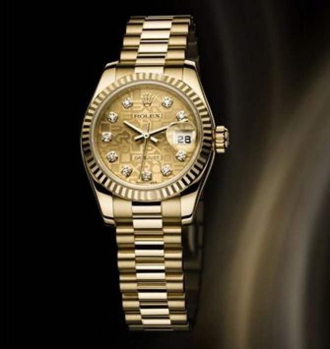 Rolex 179178 Champagne D Datejust Ladies President 26 mm Yellow Gold - Fluted Bezel - фото 4