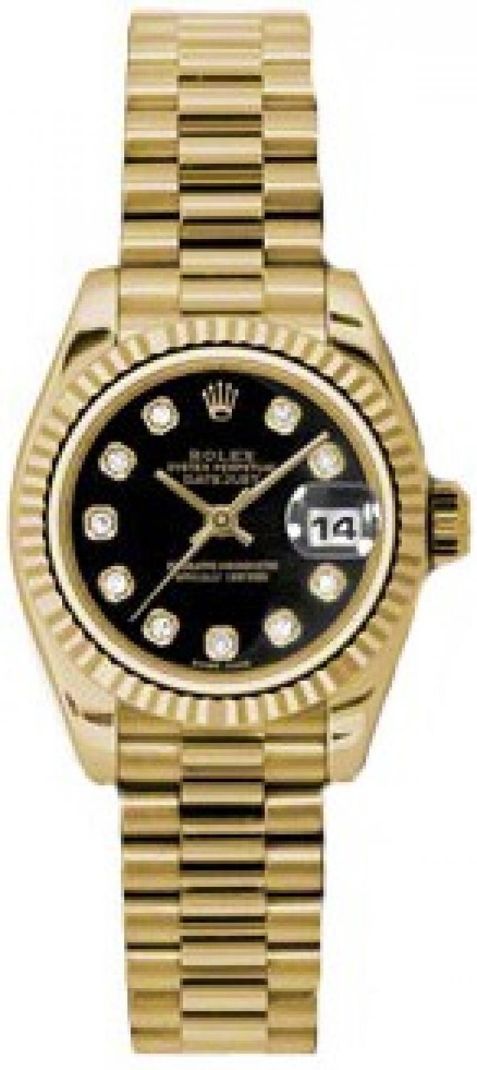 Rolex 179178 bkdp Datejust Ladies 26mm Yellow Gold - фото 1