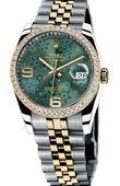 Rolex Datejust Ladies 116243 Green Floral dial Jublilee Datejust 36mm - Steel and Yellow 