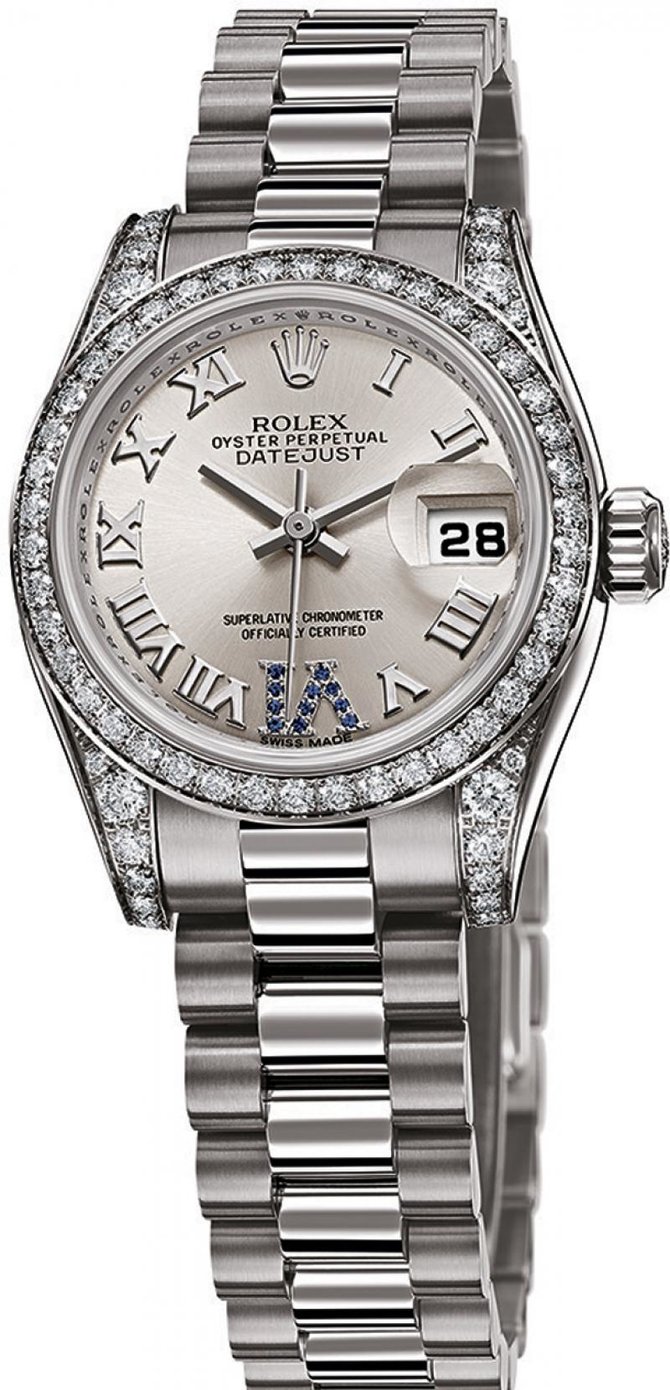 Rolex 179159 Silver Rubies Datejust Ladies 26mm White Gold - фото 2
