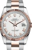 Rolex Datejust 116231 white Roman dial Oyster 36mm - Steel and Pink Gold