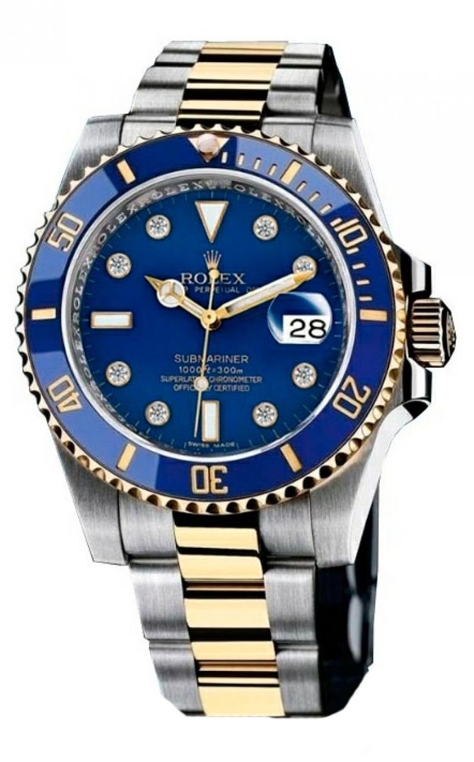 Rolex 116613 blue dial 8 diamond Submariner Date Steel and Yellow Gold