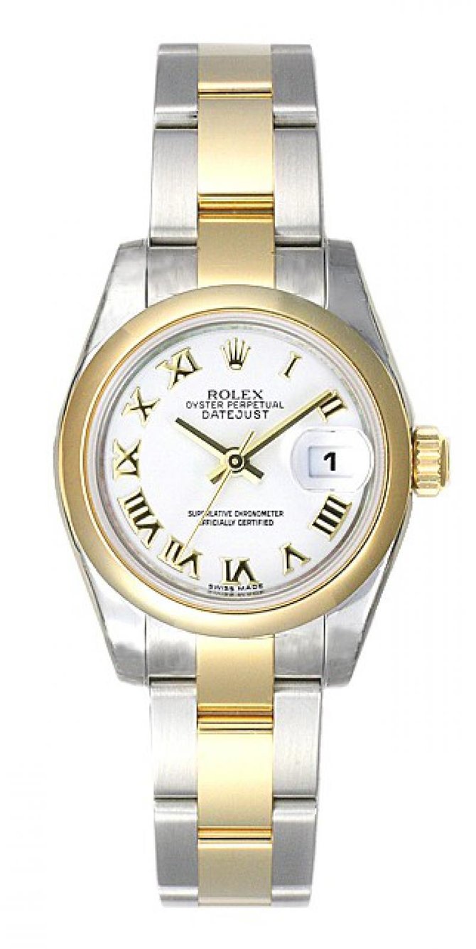 Rolex 179163 White Rome Datejust Ladies 26mm Steel and Yellow Gold - фото 1