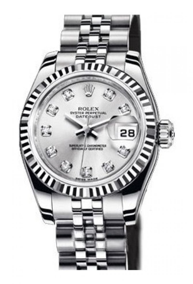 Rolex 179174 Silver D Datejust Ladies 26mm Steel and White Gold - фото 1