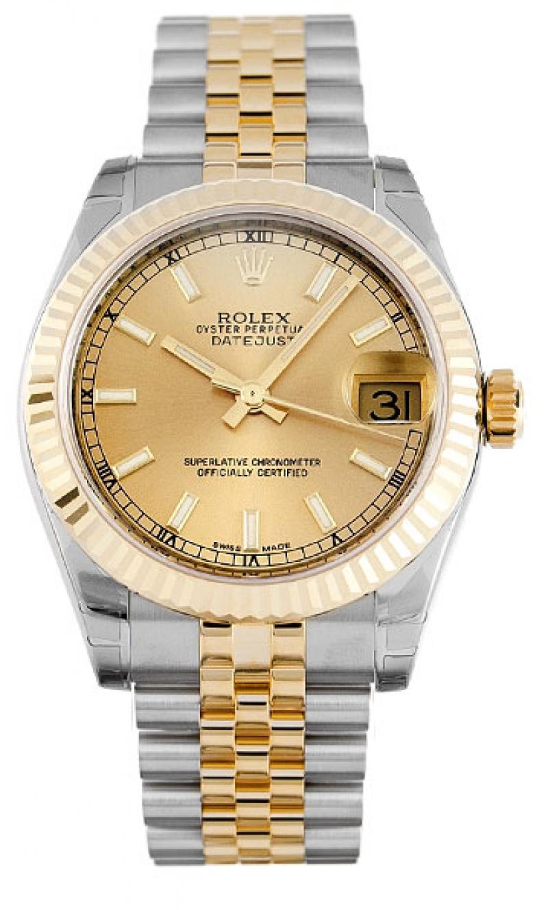 17-82-73-Champagne Rolex 31mm Steel and Yellow Gold Datejust